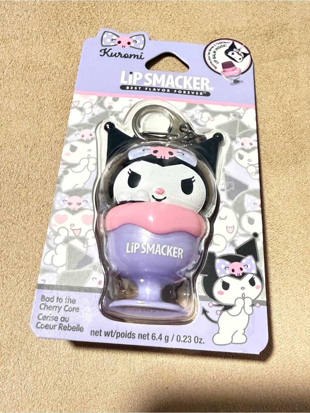 Kuromi Purple & Pink Lip Balm Keychain for Kids